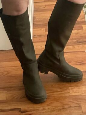 JustFab Cassietta Lug Sole Knee-high Boots in army green